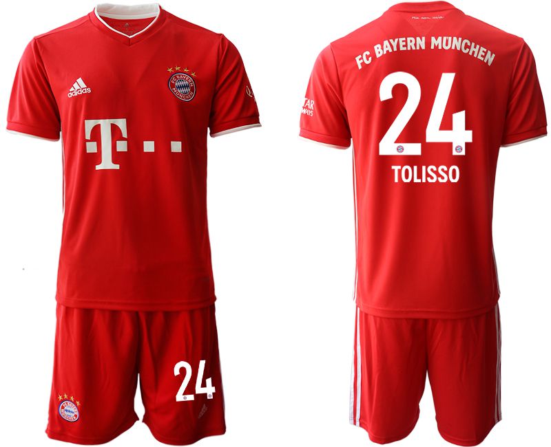 Men 2020-2021 club Bayern Munich home #24 red Soccer Jerseys->->Soccer Club Jersey